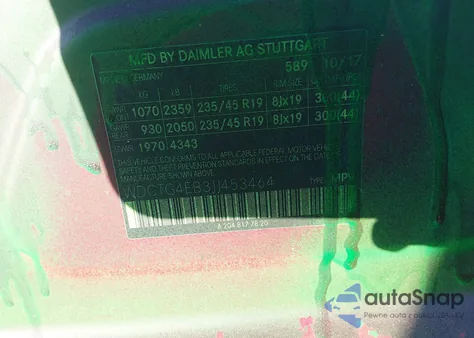 2018 Mercedes-Benz Gla 250 from USA, damaged, VIN WDCTG4EB3JJ453464